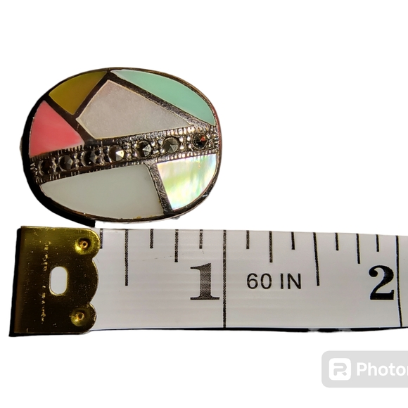 Vintage Marsala Signed MOP Shell, Marcasite & Sterling Silver Pendant - Picture 4 of 9